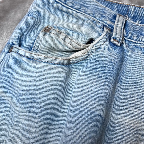 Wrangler Blue Jeans Mens 32x34 Denim Relaxed Fit Denim Straight Leg Y2K Distress - Picture 16 of 16